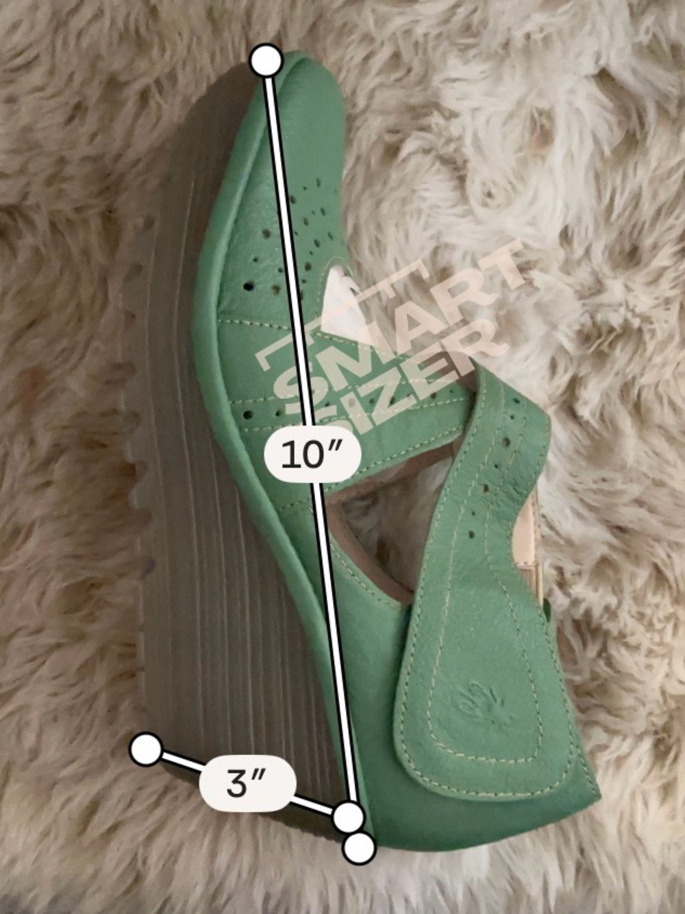 FLY London Yala Green Leather Cutout Wedge Sandals Mary Jane EU 37 (US 6.5)NWT - Picture 8 of 8
